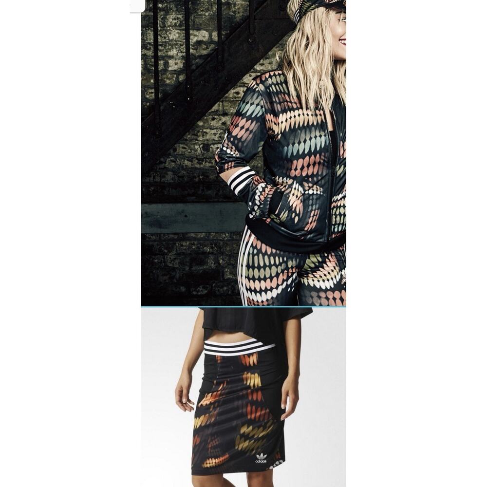 Adidas x Rita Ora Artistic Lights Cutout Track Jacket & Slim Skirt Set - Size S